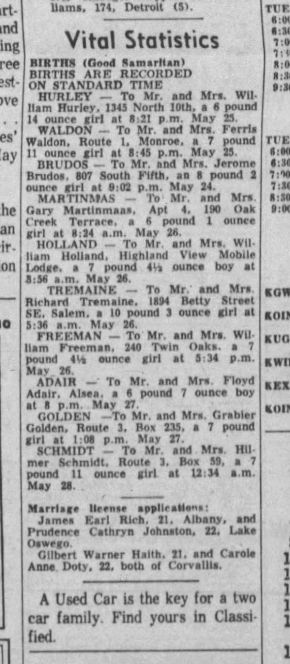 Clipping from Corvallis Gazette-Times